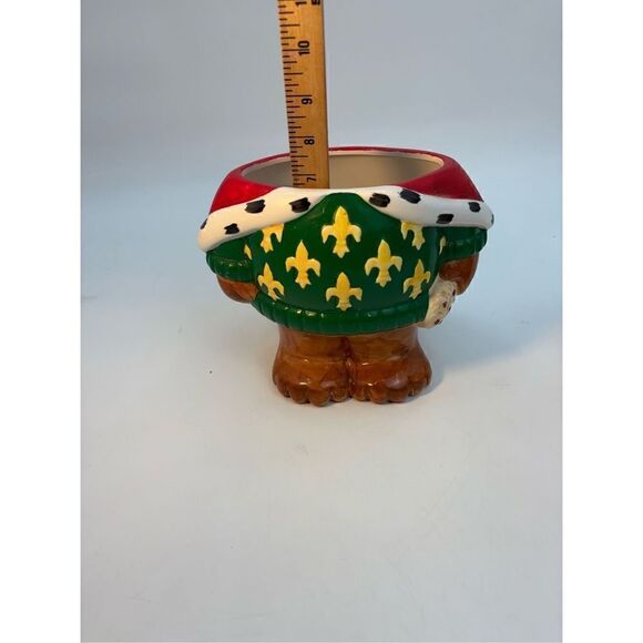 Neiman Marcus Christmas Cookie Jar Teddy Bear King Crown 1994 Hand Painted - Picture 6 of 15